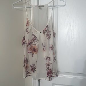White floral thin strap top